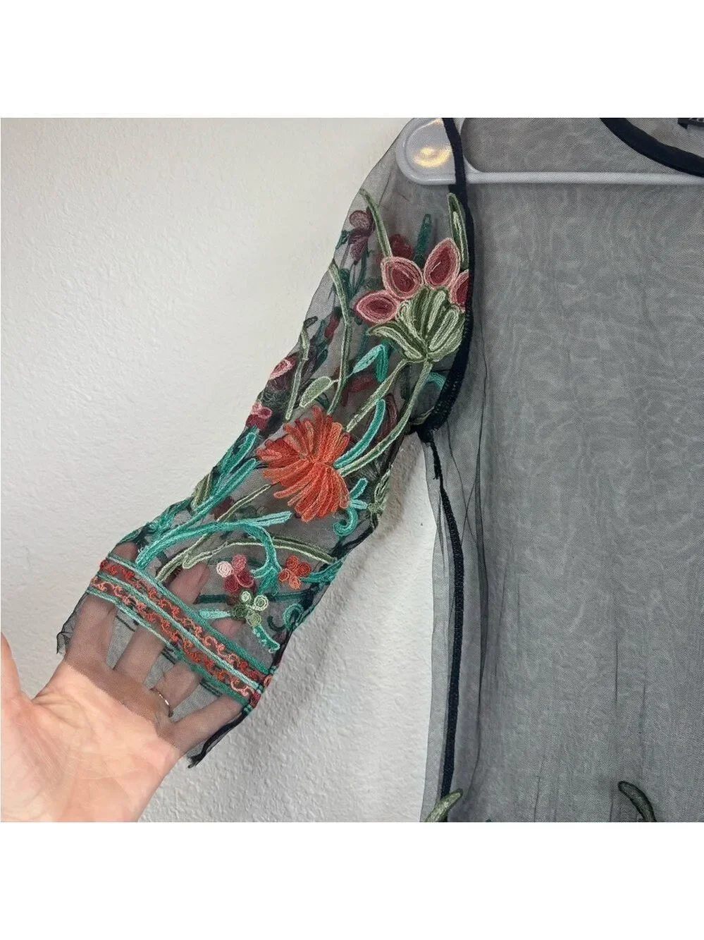 ZANZEA Embroidered Mesh Mini Dress - Picture 5 of 8